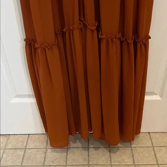 Fashion Nova Ruched Sleeve Rust Sienna Dress - Picture 4 of 9